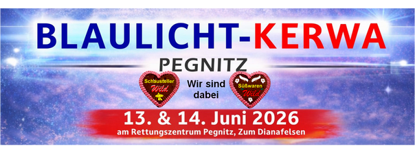 Blaulicht Kerwa des THW und BRK am Rettungszentrum Pegnitz am 14. Juni 2026 Wir sind dabei - Schausteller-Wild.de mit Volksfestleckereien und Drehbodenkarussell