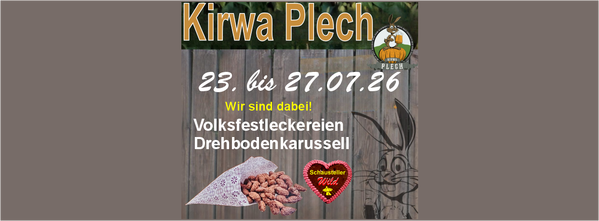 Plecher Kirchweih vom 23. bis 27.07 Volksfestleckereien und Drehbodenkarussell von Schausteller-Wild.de